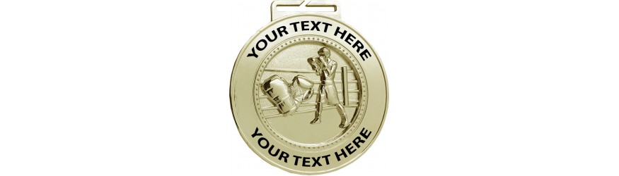 70MM BOXING CUSTOM BORDER MEDAL (6MM THICK) -GOLD/SILVER/BRONZE